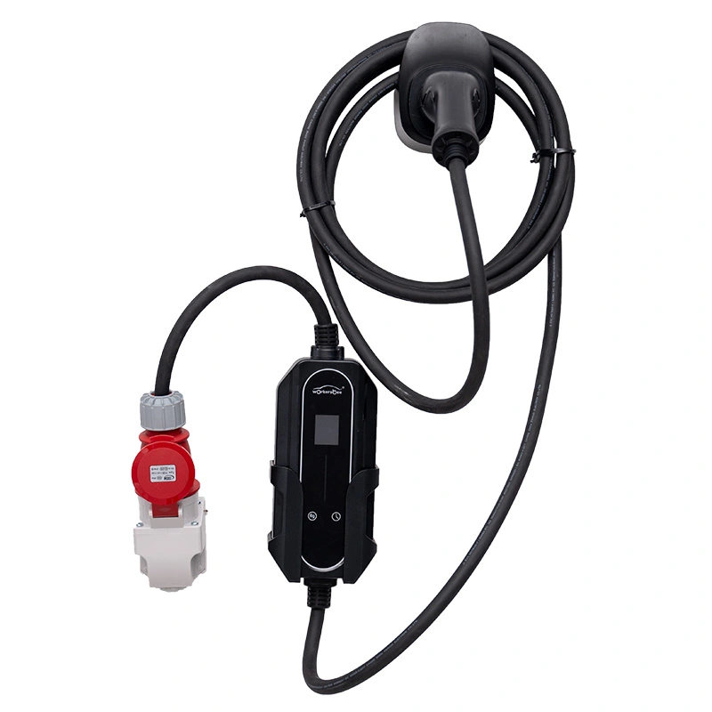 Tragbares 7-kW-AC-Ladegerät für Elektrofahrzeuge mit Acrylgehäuse zum Laden zu Hause und im Freien